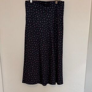 LOFT Navy Floral A-Line Skirt